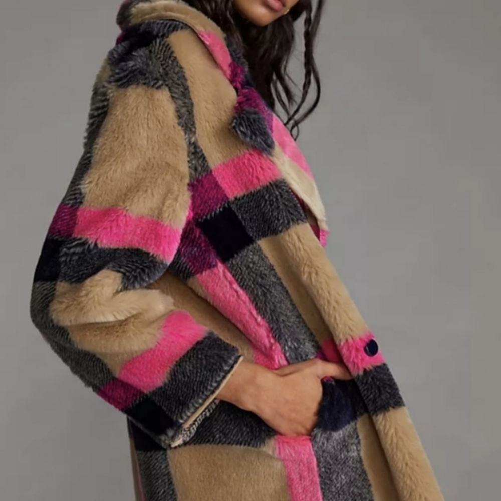 Anthropologie Vilagallo Hot Pink Teddy Coat - Picture 9 of 12